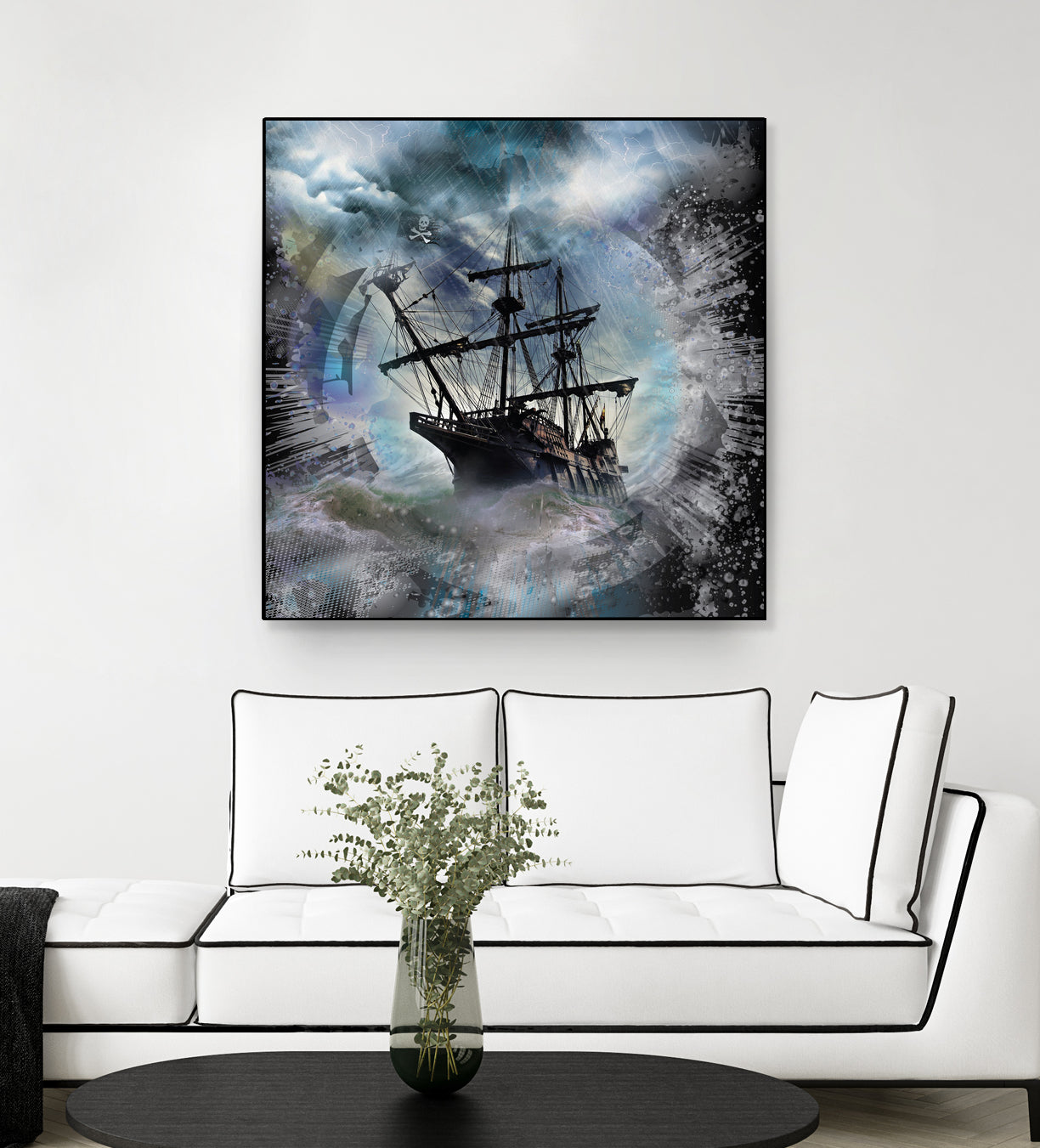 Pirate Ship Rough Storm by Clifford Miller on GIANT ART - gray 3d art