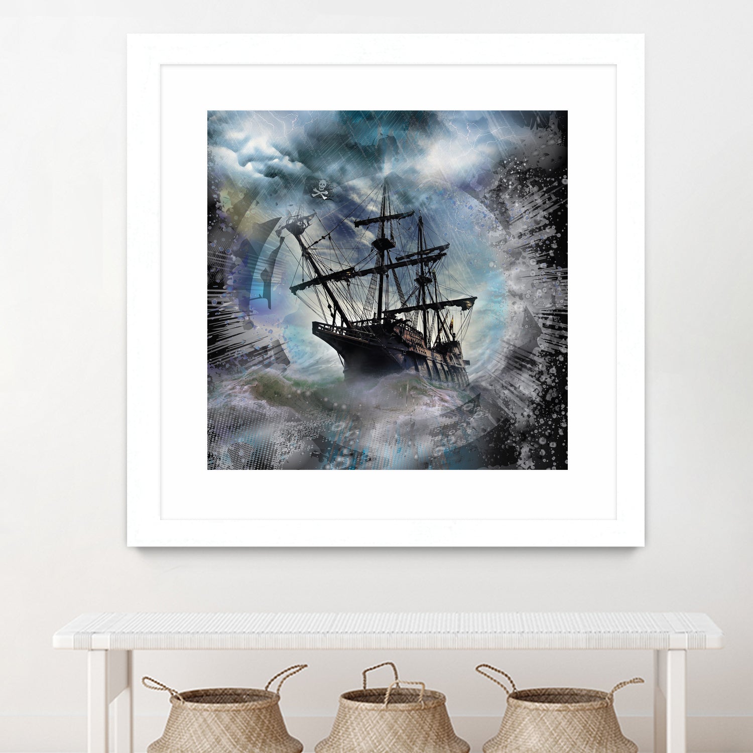 Pirate Ship Rough Storm by Clifford Miller on GIANT ART - gray 3d art