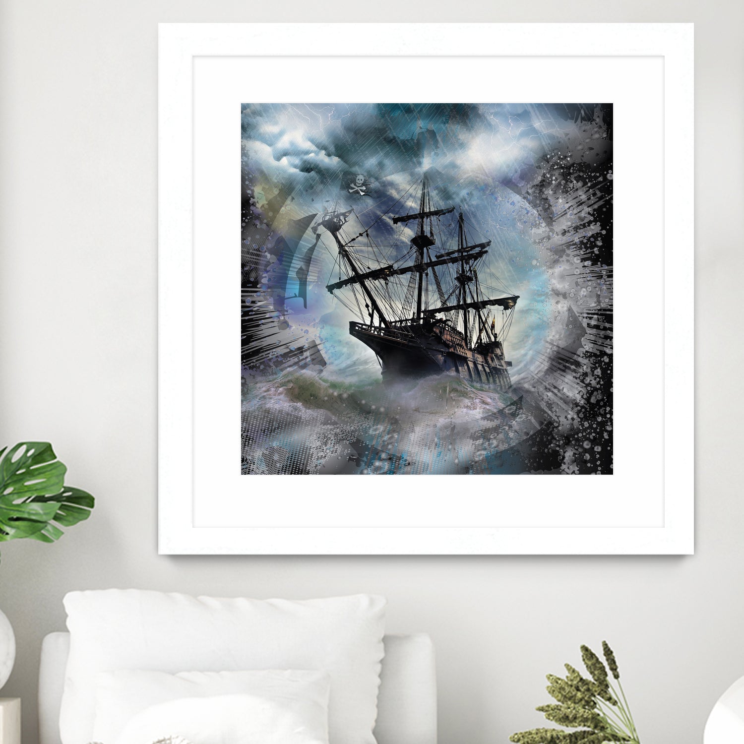 Pirate Ship Rough Storm by Clifford Miller on GIANT ART - gray 3d art