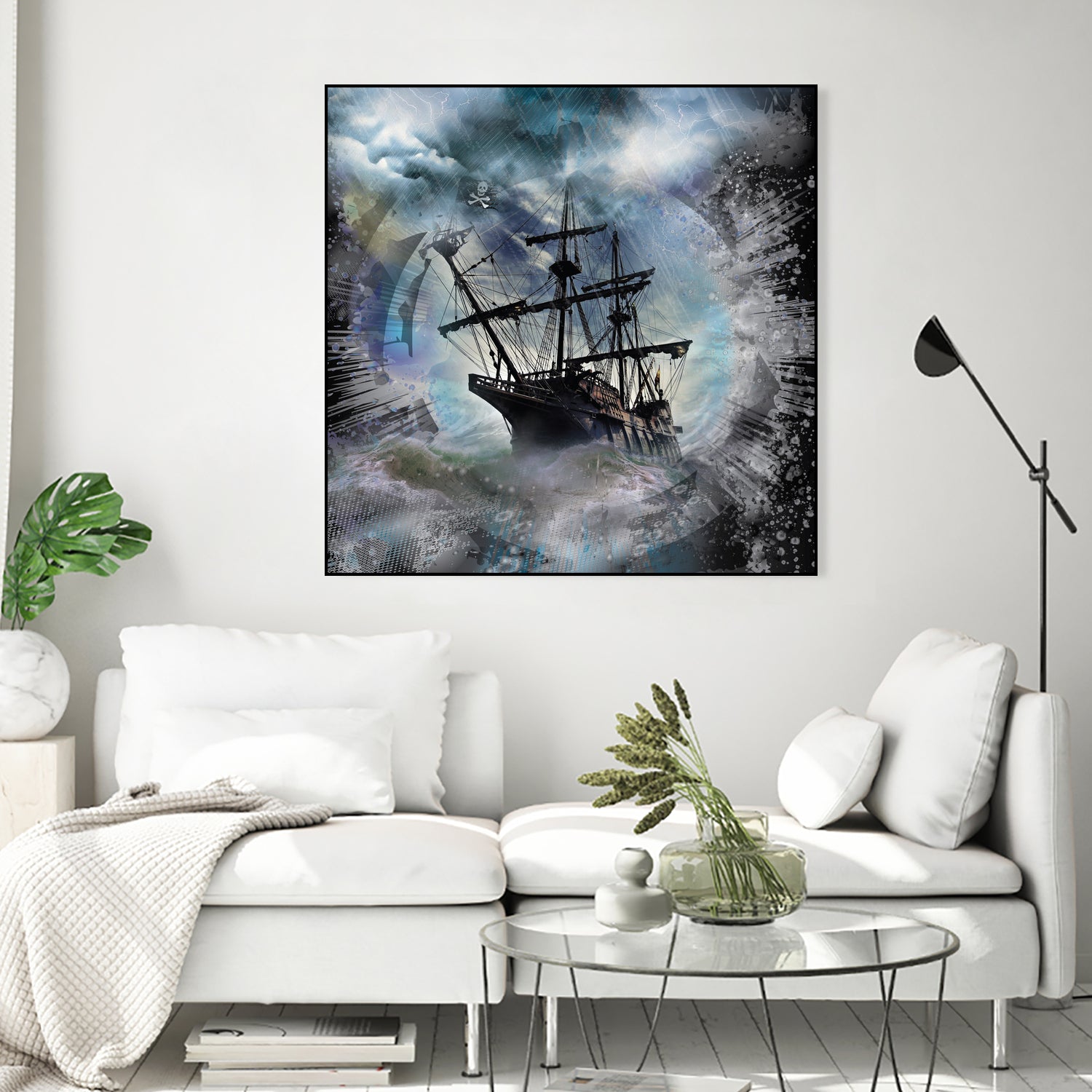 Pirate Ship Rough Storm by Clifford Miller on GIANT ART - gray 3d art