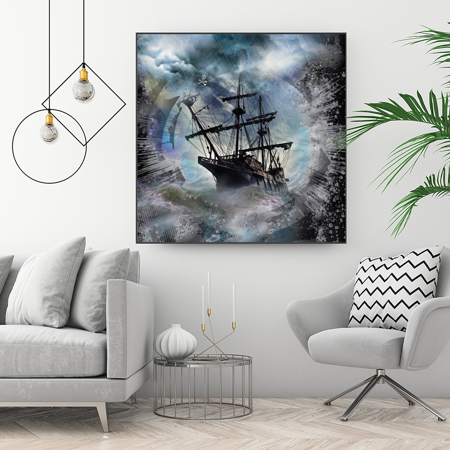 Pirate Ship Rough Storm by Clifford Miller on GIANT ART - gray 3d art