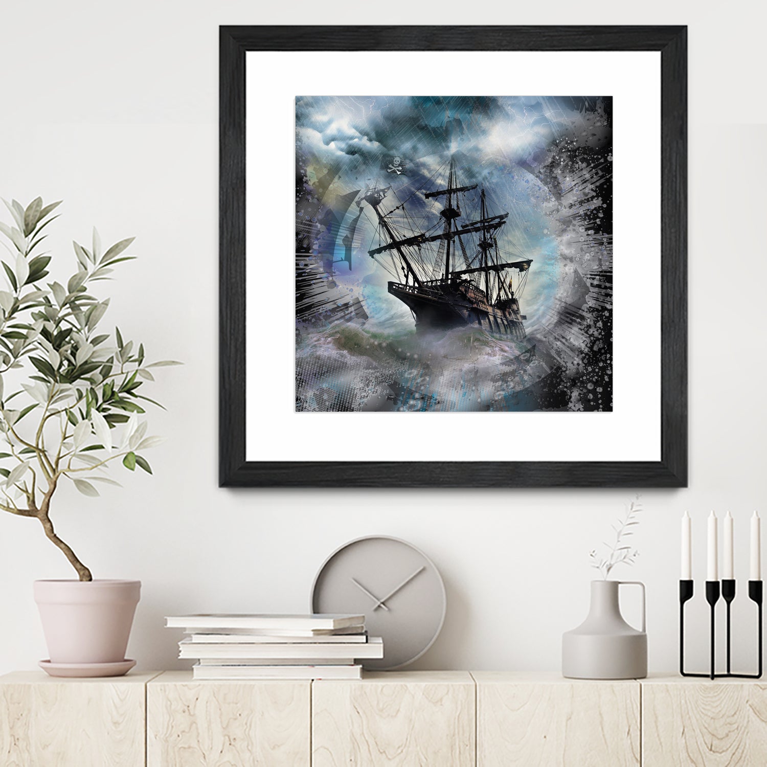 Pirate Ship Rough Storm by Clifford Miller on GIANT ART - gray 3d art