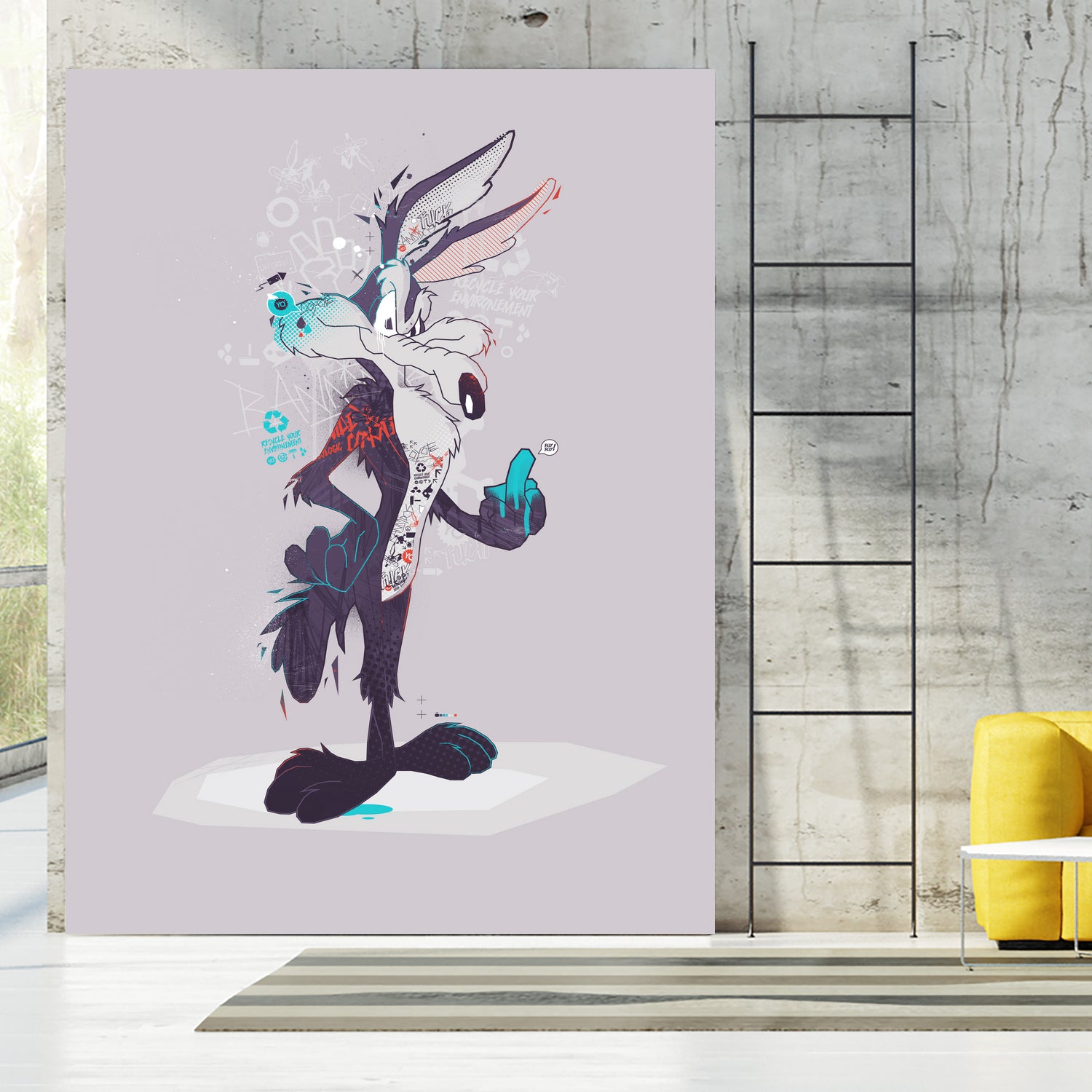 ECO WILE E COYOTEPNT by Simon Guilloteau on GIANT ART - fuchsia vector illustration