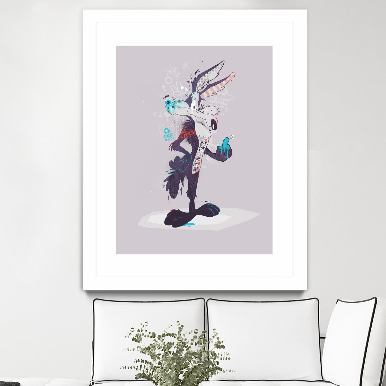 ECO WILE E COYOTEPNT by Simon Guilloteau on GIANT ART - fuchsia vector illustration