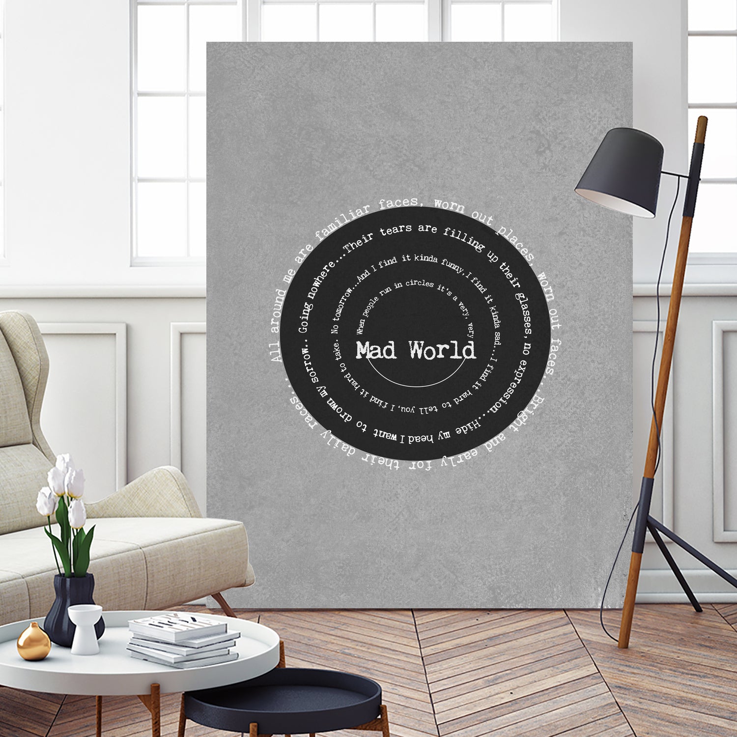 Mad World by Gary Jules Poster by Aline Ferreira on GIANT ART - gray typography