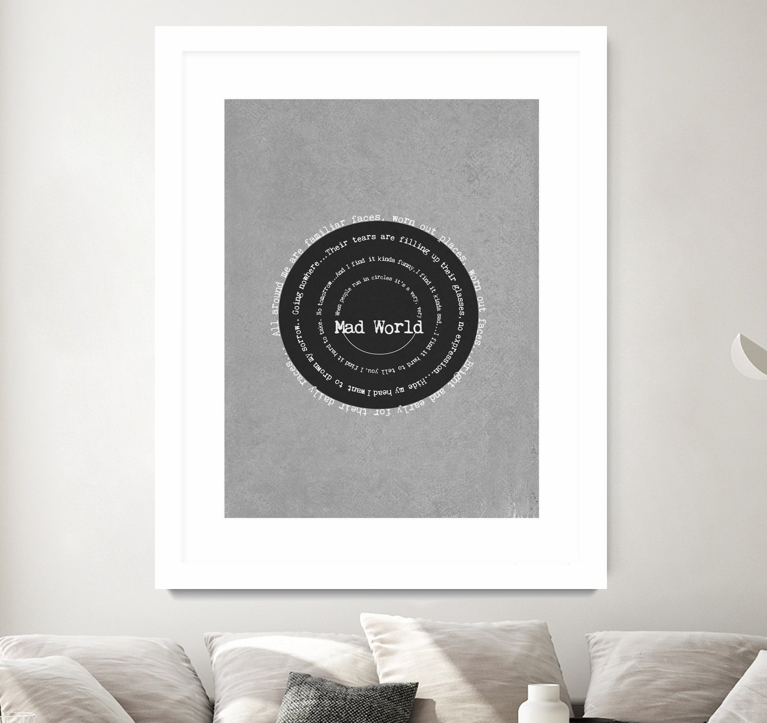 Mad World by Gary Jules Poster by Aline Ferreira on GIANT ART - gray typography