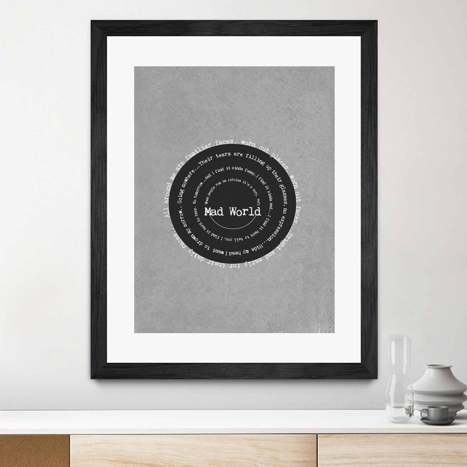 Mad World by Gary Jules Poster by Aline Ferreira on GIANT ART - gray typography