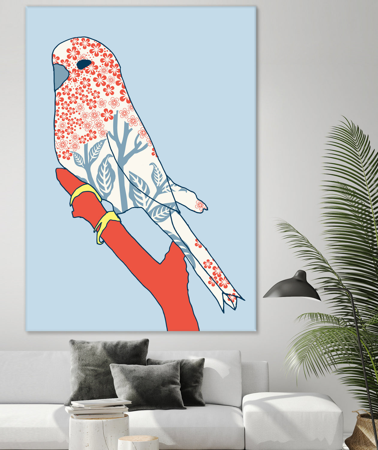 BUDGIE FLORAL BLUE by Thomas Fernez on GIANT ART - blue digital painting