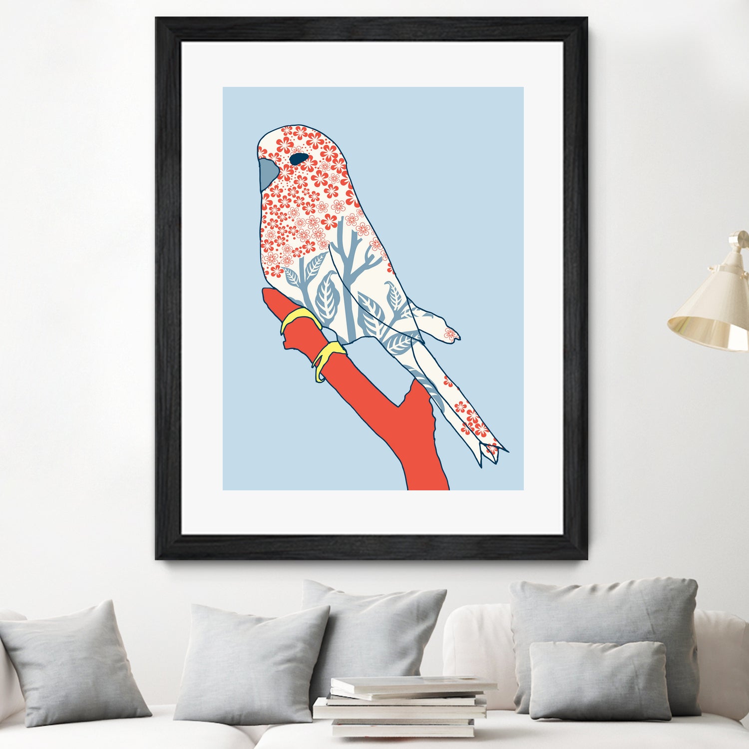 BUDGIE FLORAL BLUE by Thomas Fernez on GIANT ART - blue digital painting