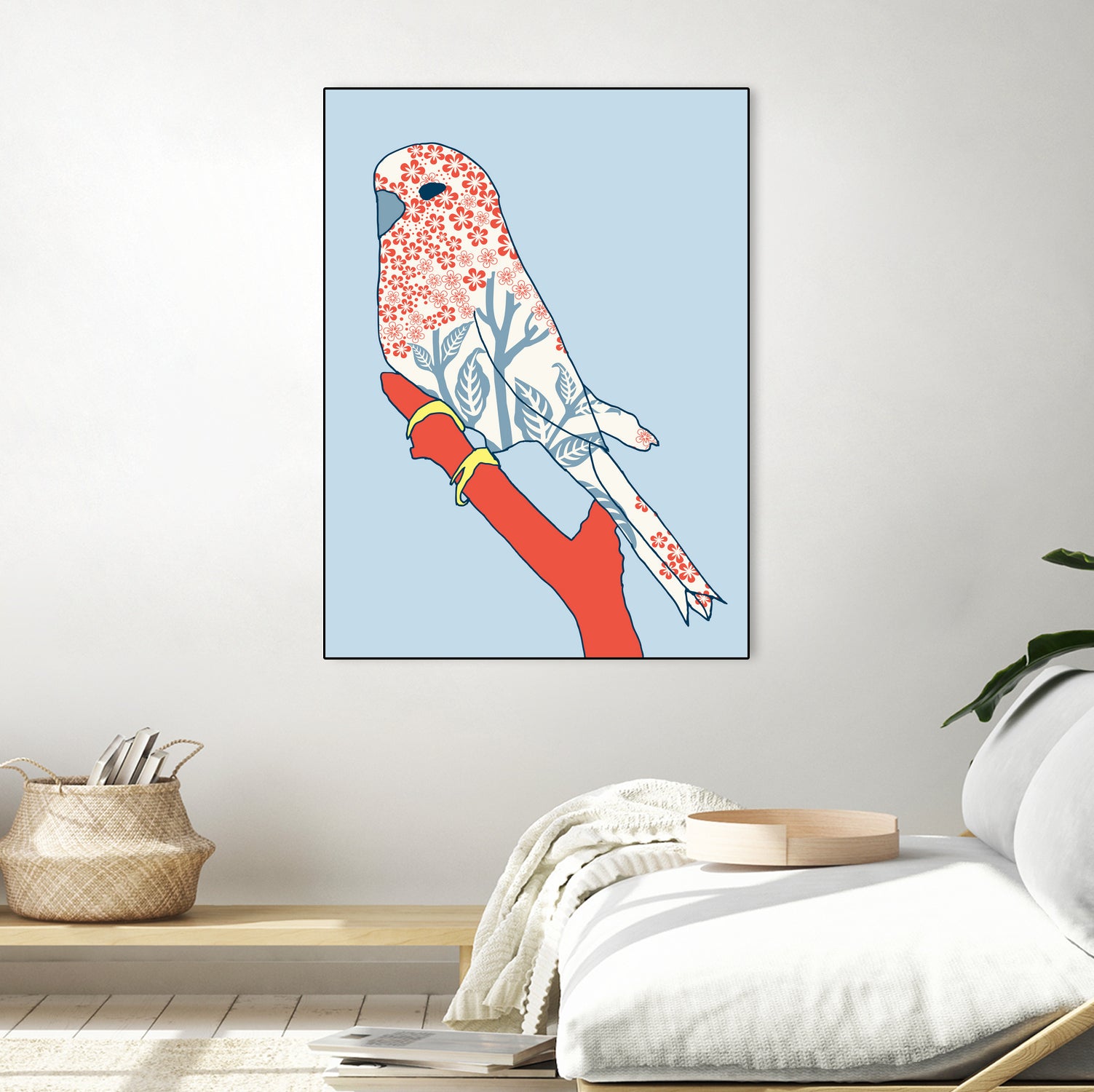 BUDGIE FLORAL BLUE by Thomas Fernez on GIANT ART - blue digital painting