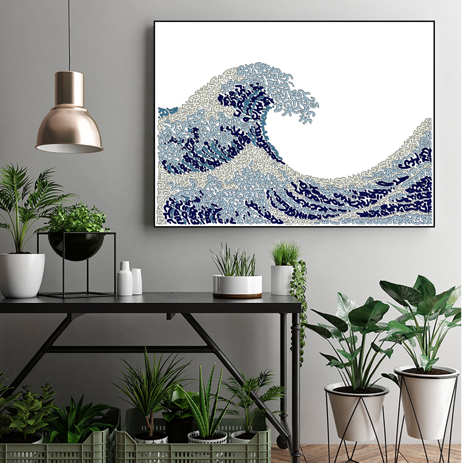 The Wave by Caroline BESSIERES on GIANT ART - blue digital drawing