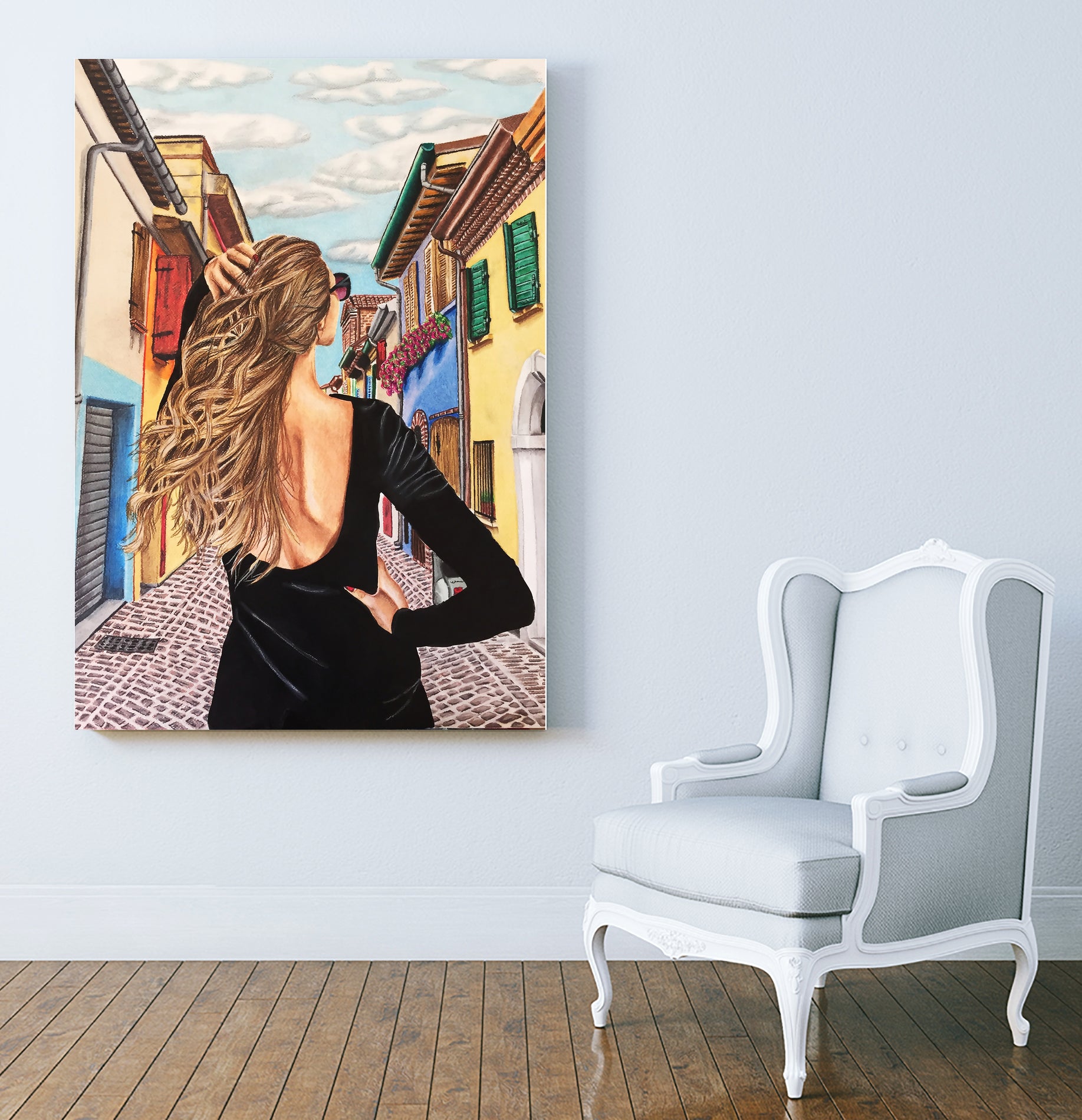 town by eugenia retana on GIANT ART - black mixed media