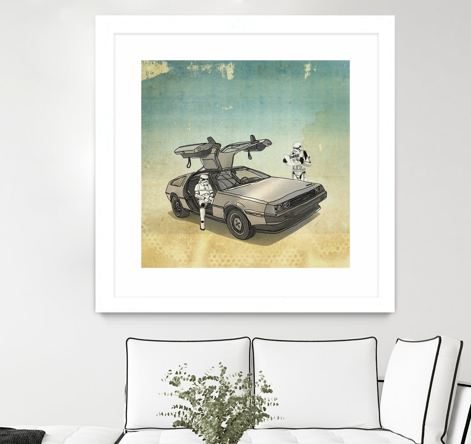 STORMTROOPER IN A DELOREAN II by Vin Zzep on GIANT ART - white digital painting