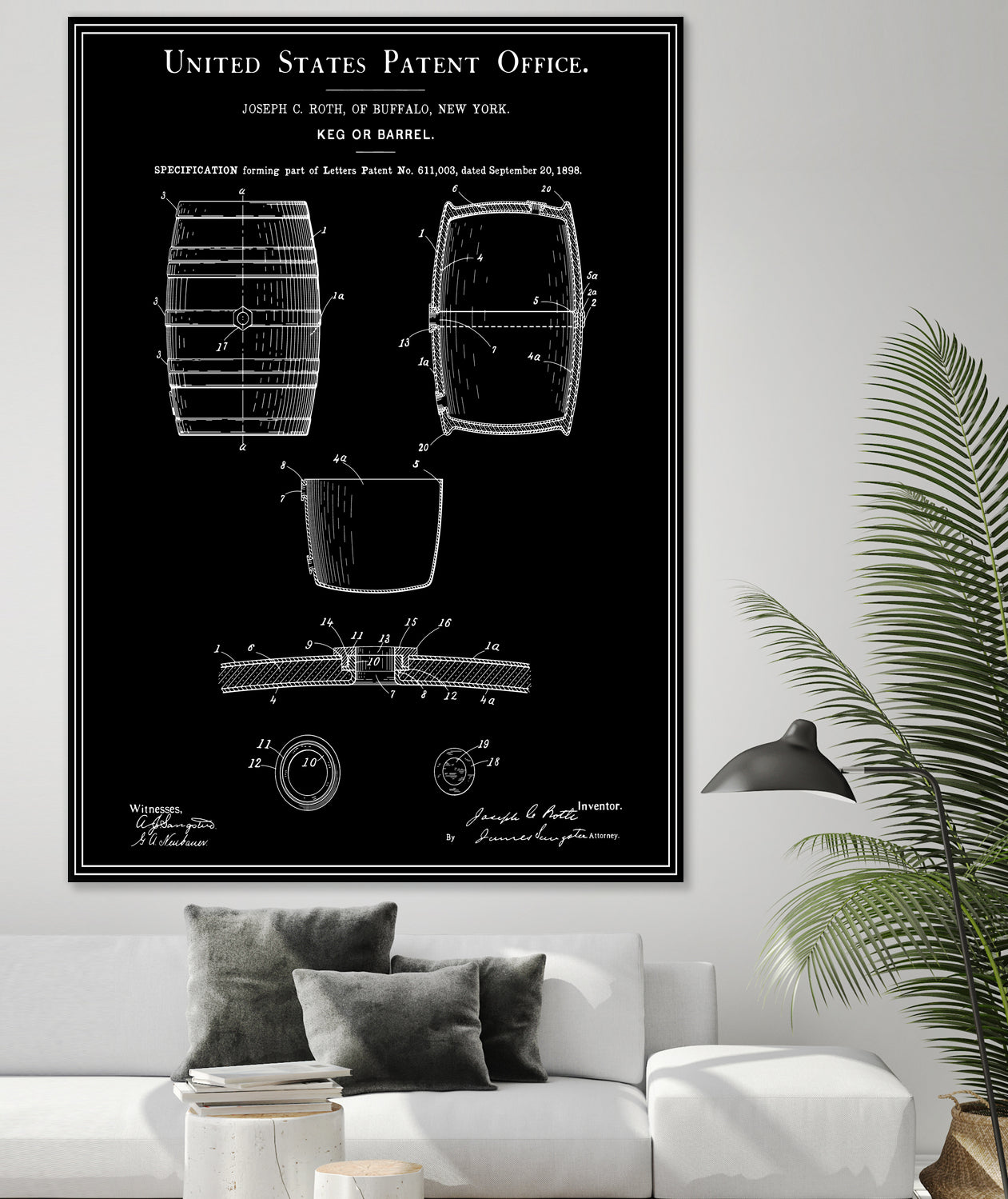 Beer Keg Patent - Black by Finlay McNevin on GIANT ART - black typography