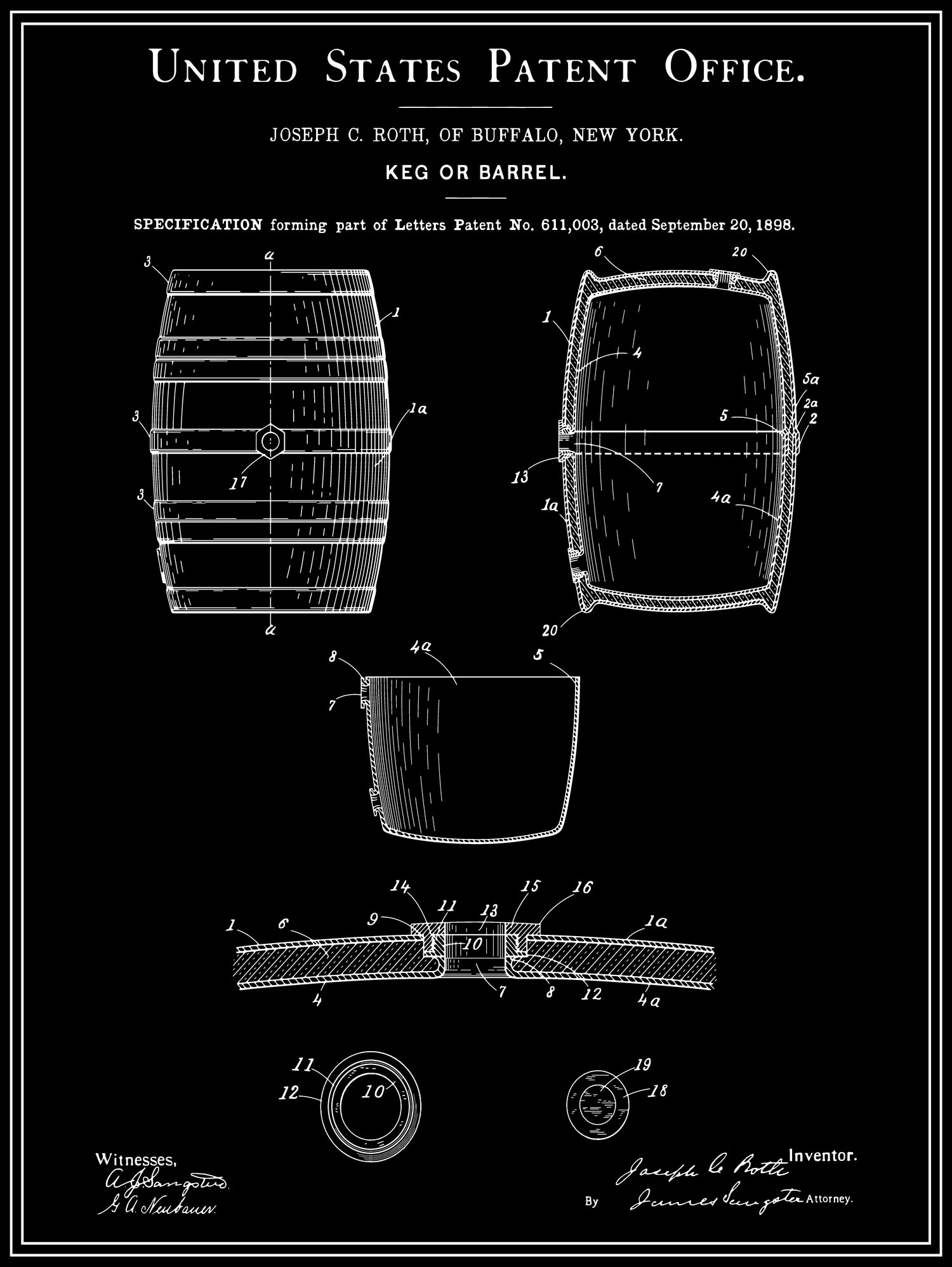 Beer Keg Patent - Black by Finlay McNevin on GIANT ART - black typography