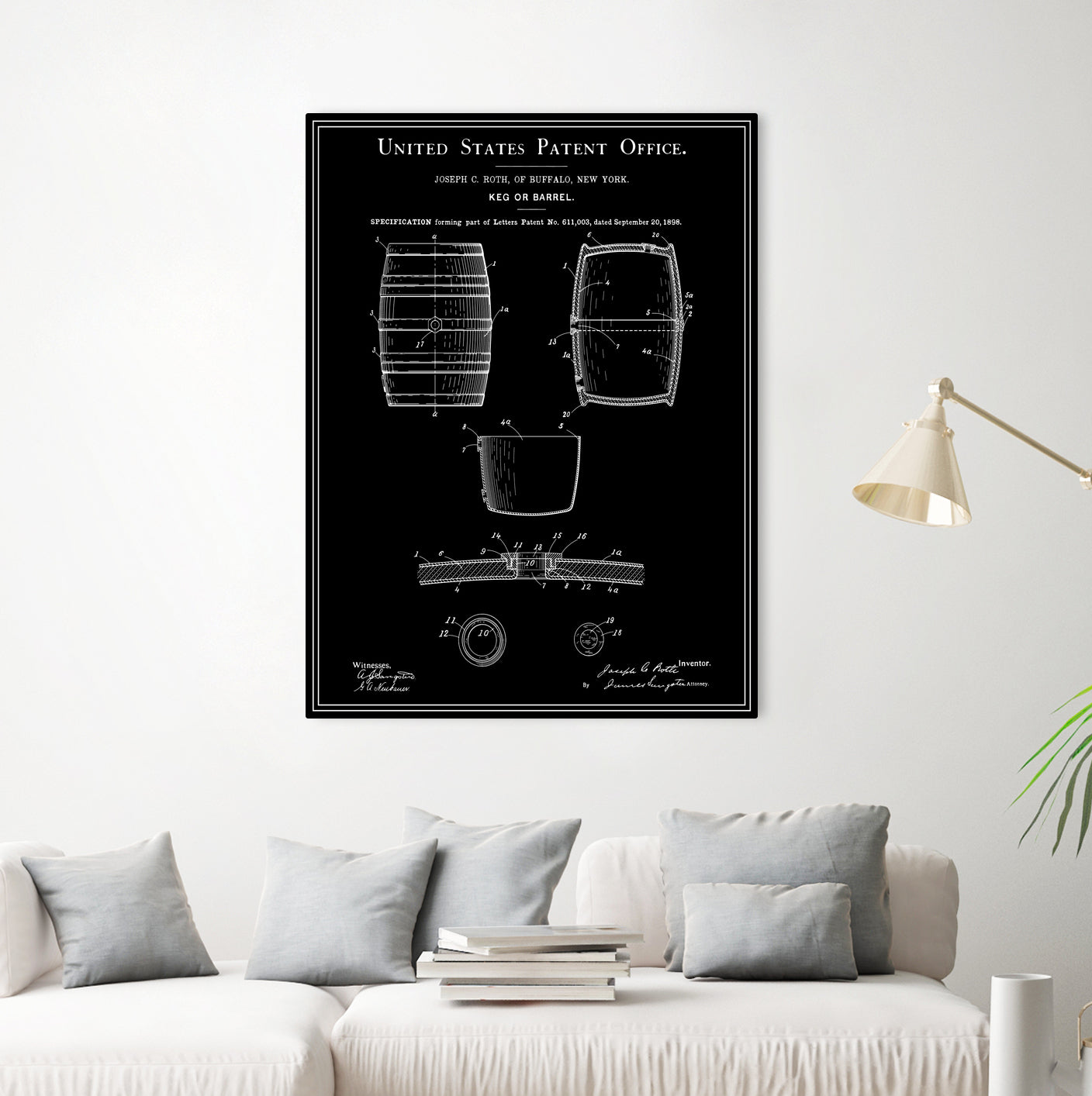 Beer Keg Patent - Black by Finlay McNevin on GIANT ART - black typography