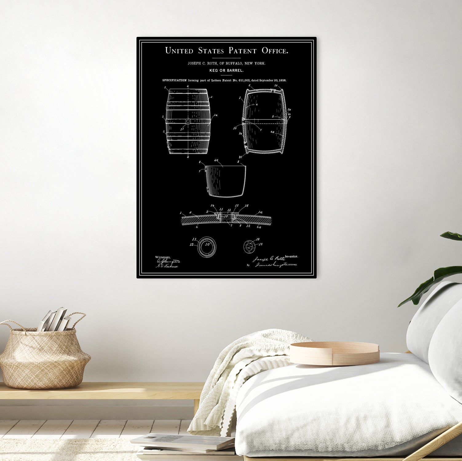 Beer Keg Patent - Black by Finlay McNevin on GIANT ART - black typography