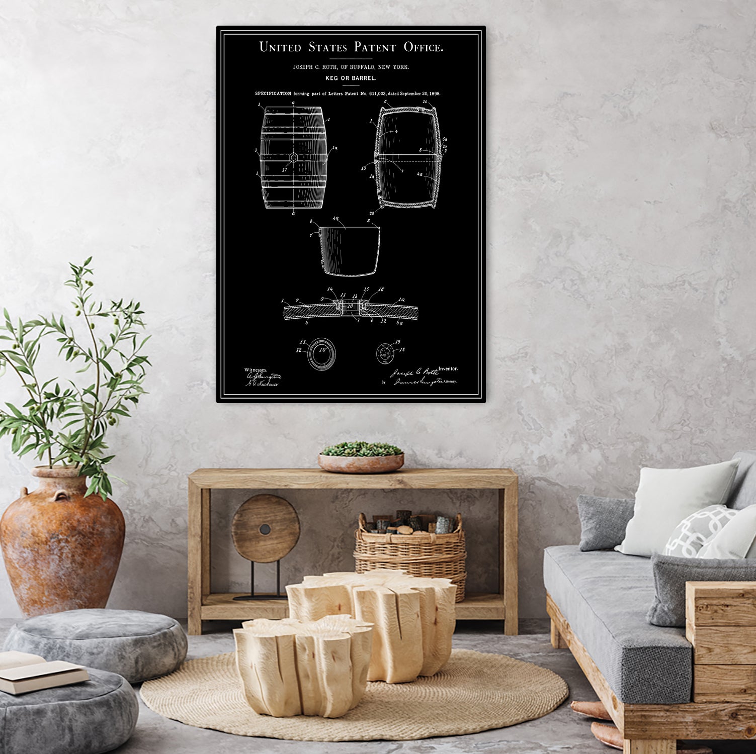 Beer Keg Patent - Black by Finlay McNevin on GIANT ART - black typography