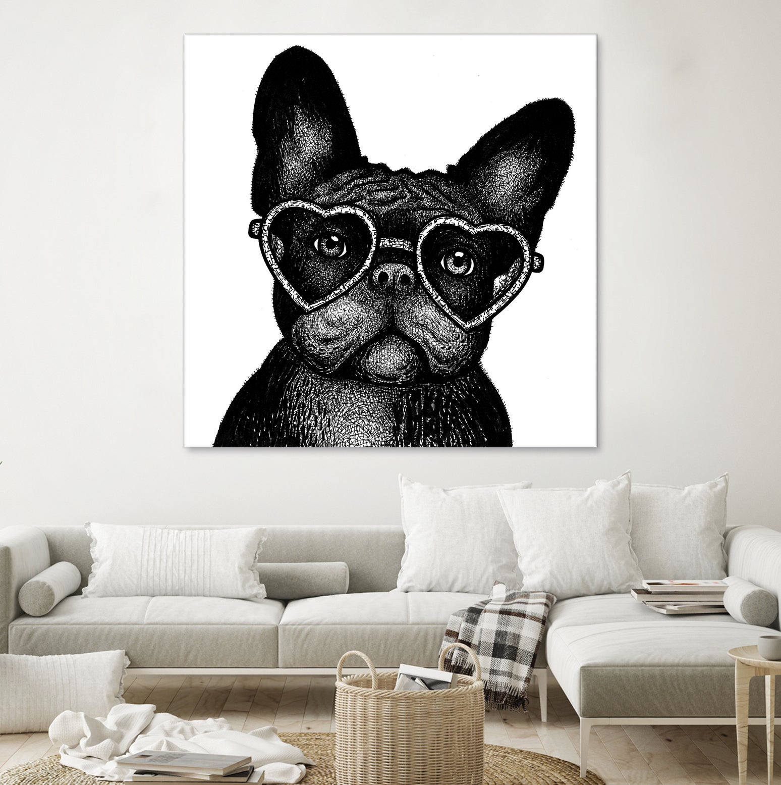 French bulldog portrait in glasses by Anastasiia Kononenko on GIANT ART - black cartooning