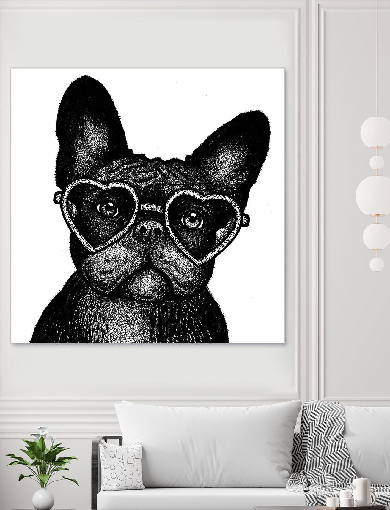 French bulldog portrait in glasses by Anastasiia Kononenko on GIANT ART - black cartooning