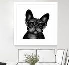 French bulldog portrait in glasses by Anastasiia Kononenko on GIANT ART - black cartooning