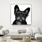 French bulldog portrait in glasses by Anastasiia Kononenko on GIANT ART - black cartooning