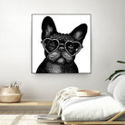 French bulldog portrait in glasses by Anastasiia Kononenko on GIANT ART - black cartooning