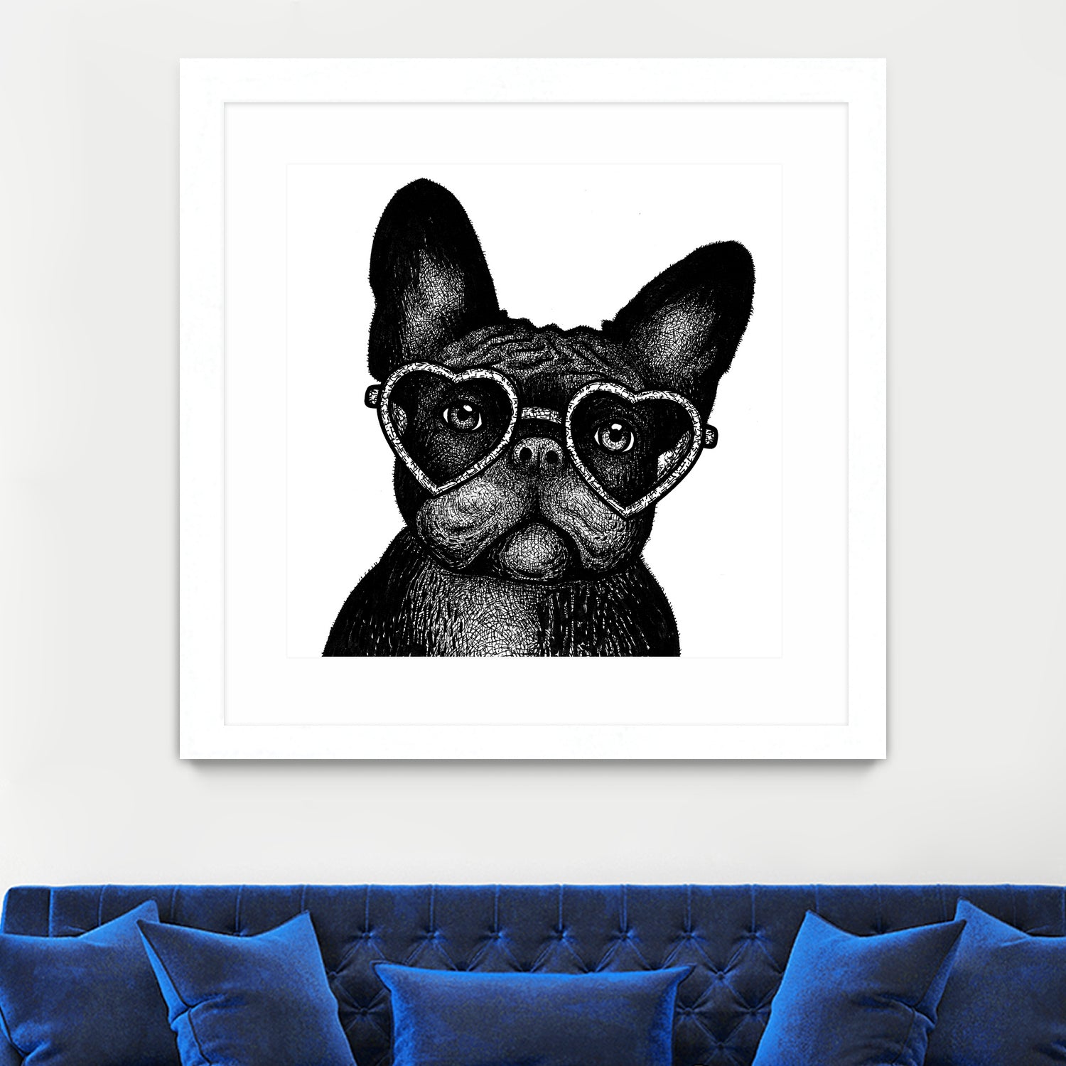 French bulldog portrait in glasses by Anastasiia Kononenko on GIANT ART - black cartooning