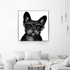 French bulldog portrait in glasses by Anastasiia Kononenko on GIANT ART - black cartooning