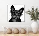 French bulldog portrait in glasses by Anastasiia Kononenko on GIANT ART - black cartooning