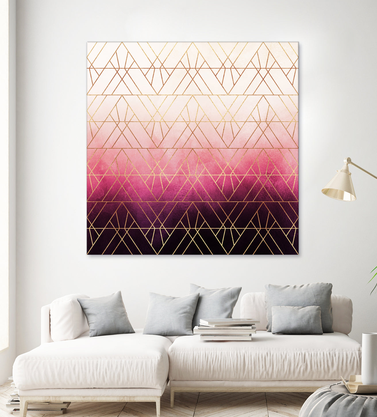 Pink Ombre Triangles by Elisabeth Fredriksson on GIANT ART - pink digital painting