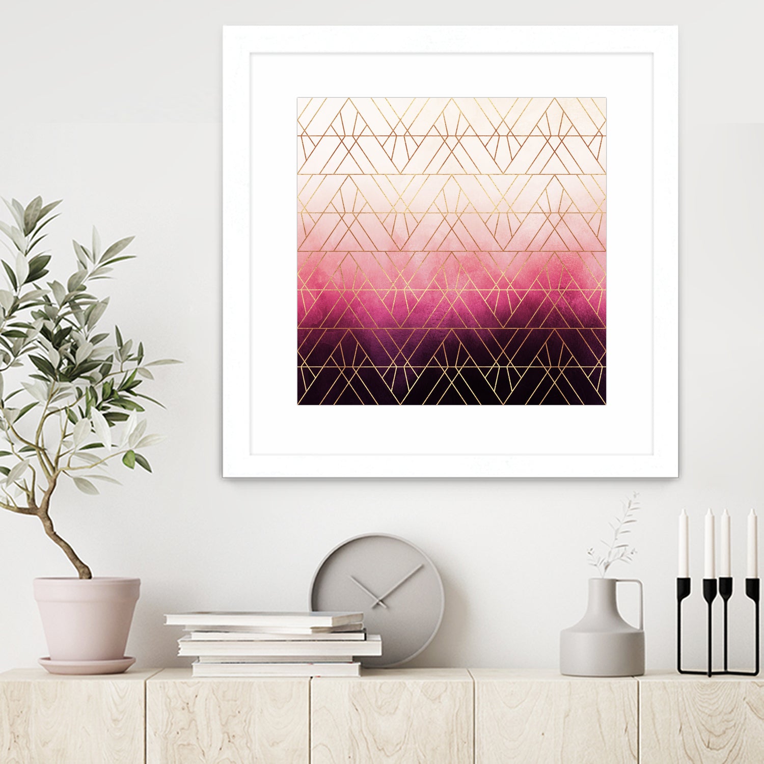 Pink Ombre Triangles by Elisabeth Fredriksson on GIANT ART - pink digital painting