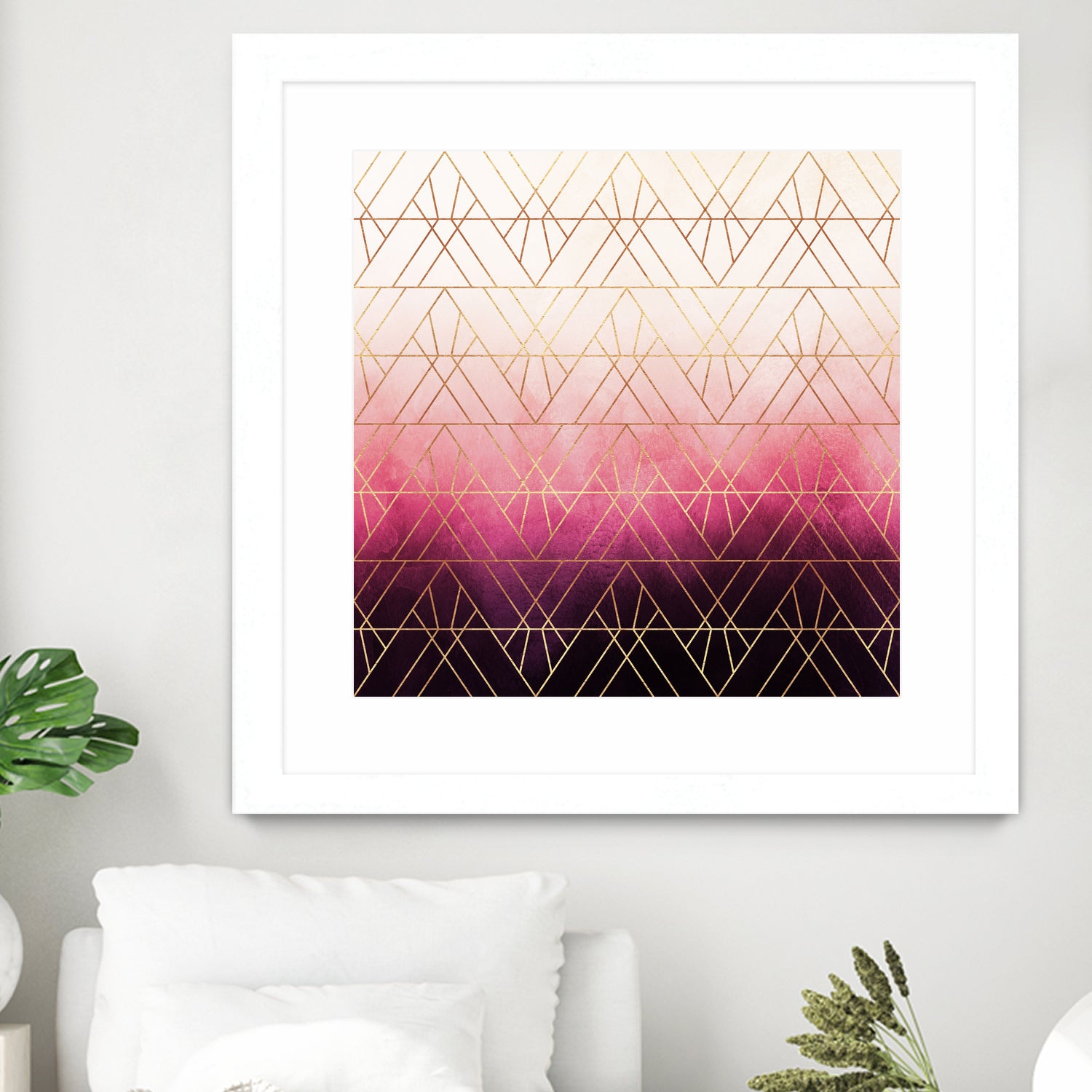 Pink Ombre Triangles by Elisabeth Fredriksson on GIANT ART - pink digital painting