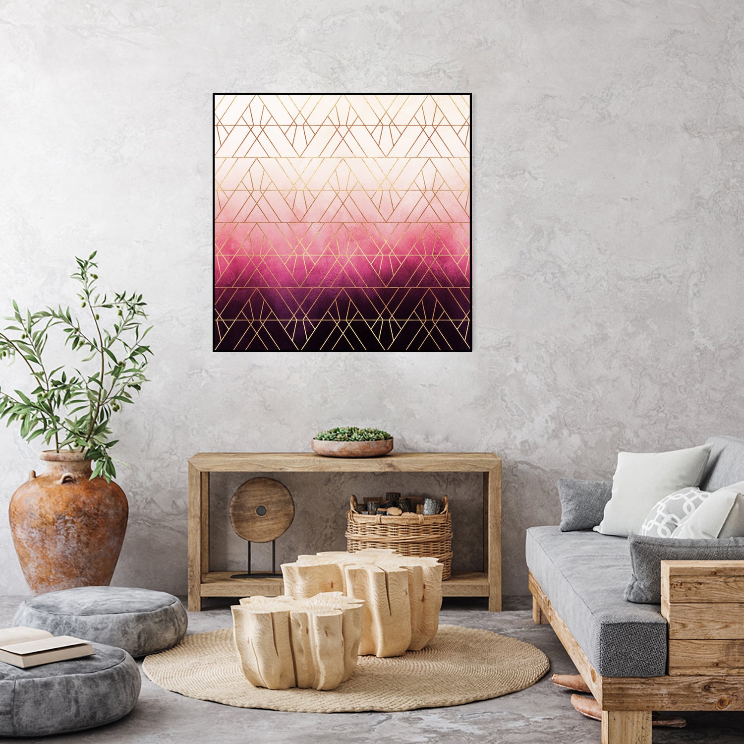 Pink Ombre Triangles by Elisabeth Fredriksson on GIANT ART - pink digital painting