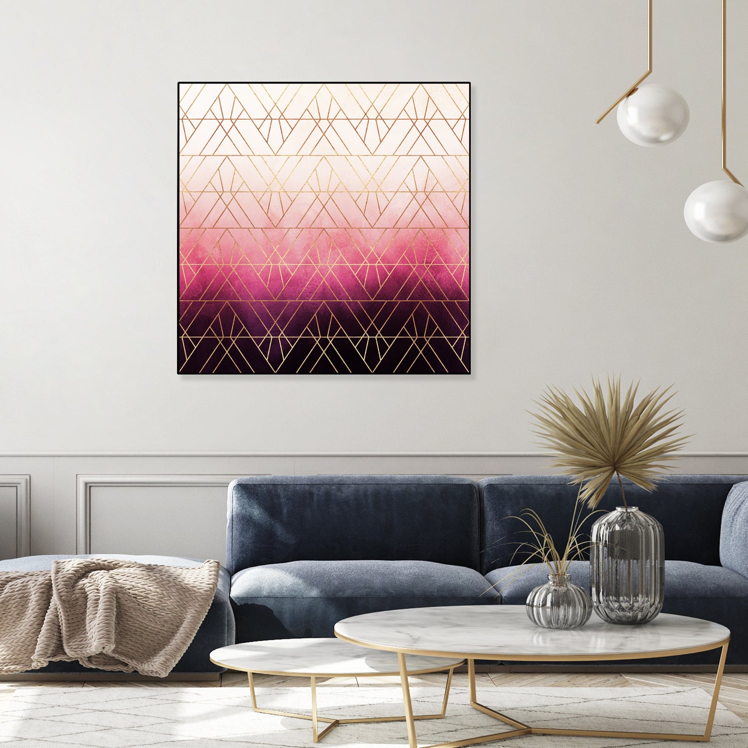 Pink Ombre Triangles by Elisabeth Fredriksson on GIANT ART - pink digital painting