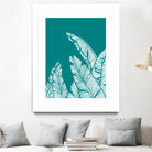 Banana Leaves on Teal by Daniela di Niro on GIANT ART - blue digital drawing