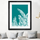 Banana Leaves on Teal by Daniela di Niro on GIANT ART - blue digital drawing