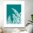 Banana Leaves on Teal by Daniela di Niro on GIANT ART - blue digital drawing