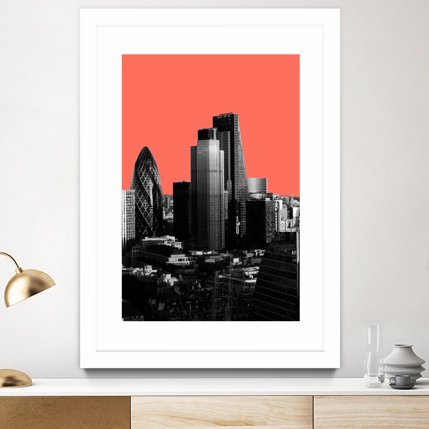 London Black and White by Laura Turner on GIANT ART - red digital painting