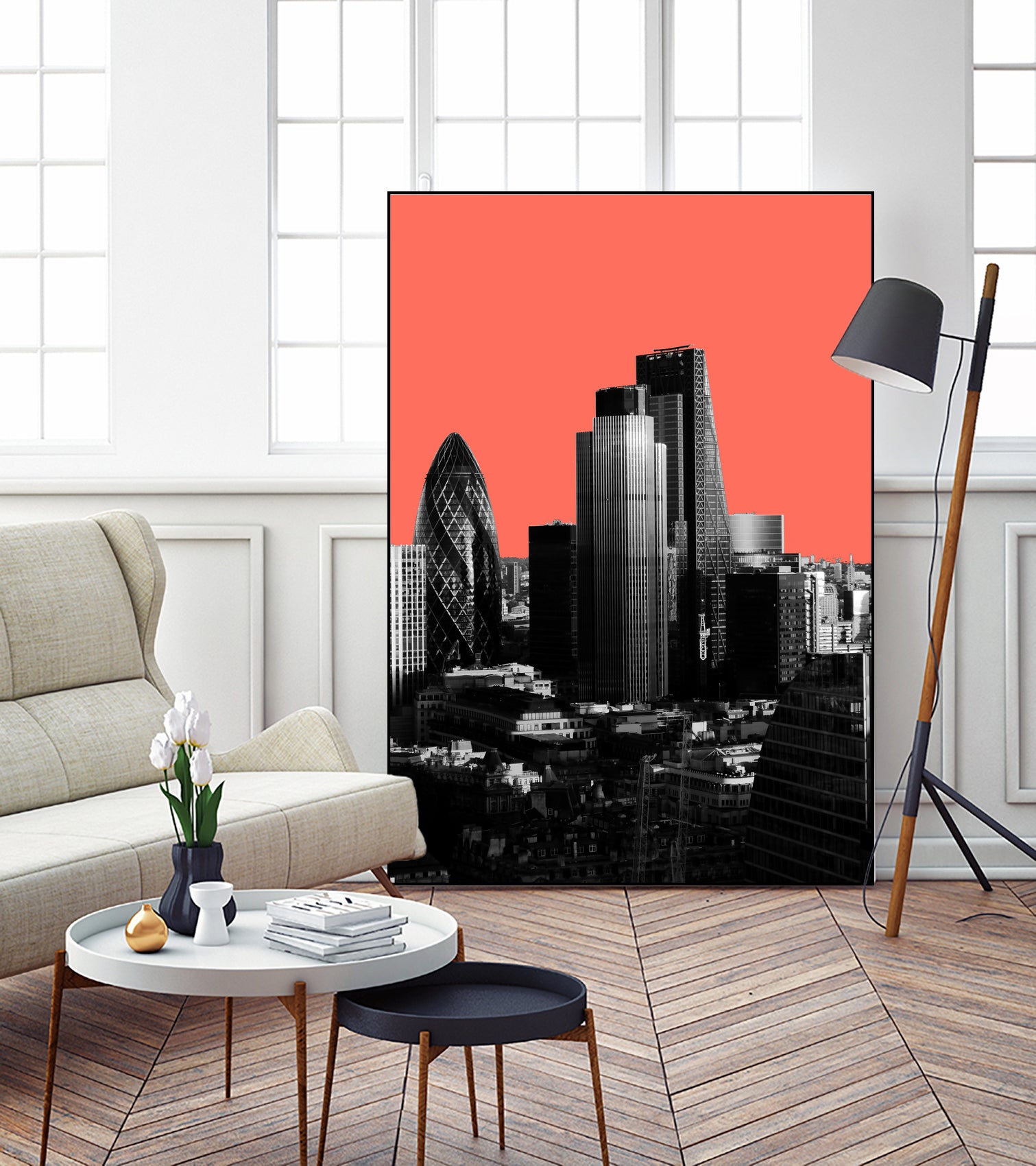 London Black and White by Laura Turner on GIANT ART - red digital painting