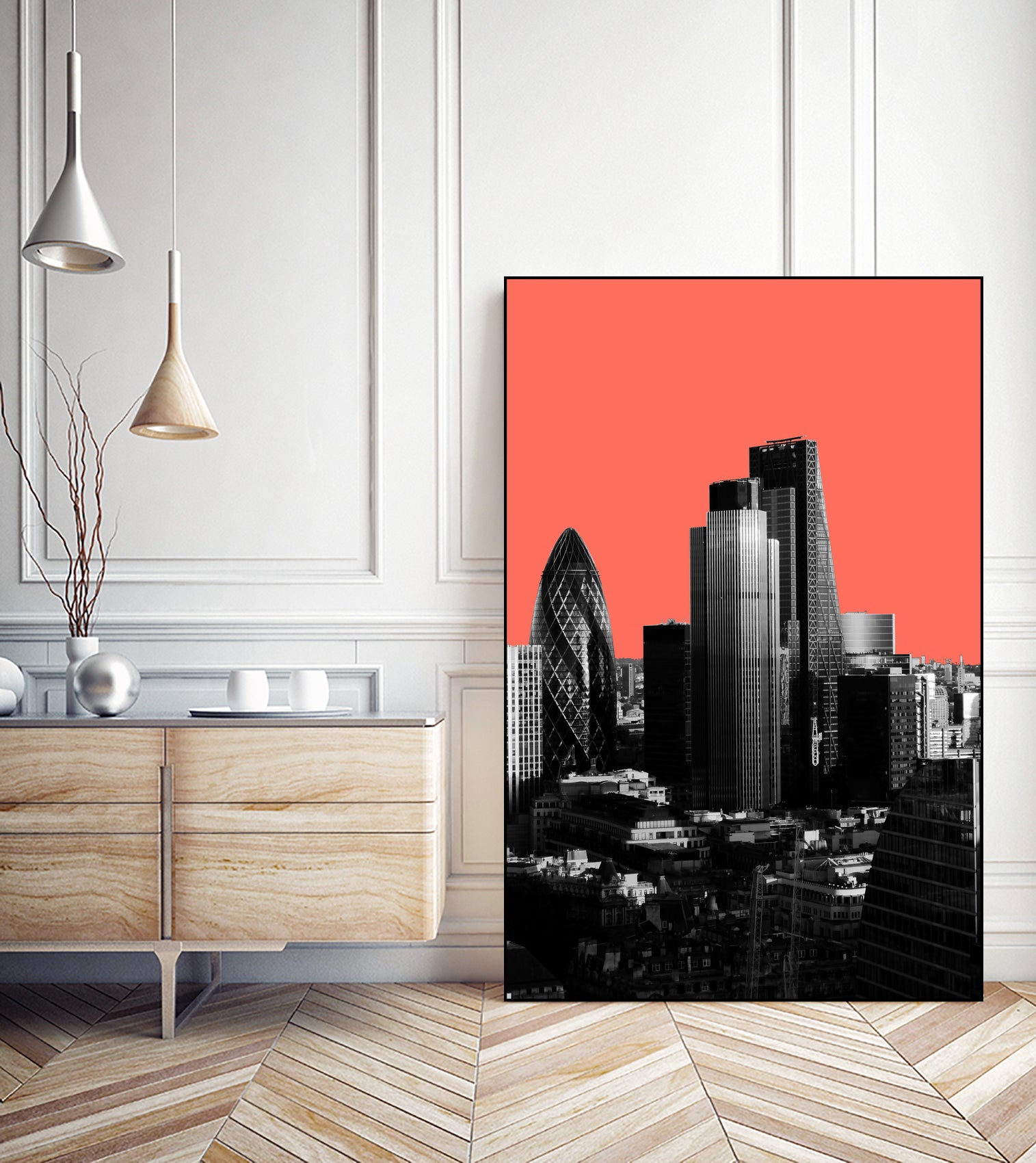 London Black and White by Laura Turner on GIANT ART - red digital painting