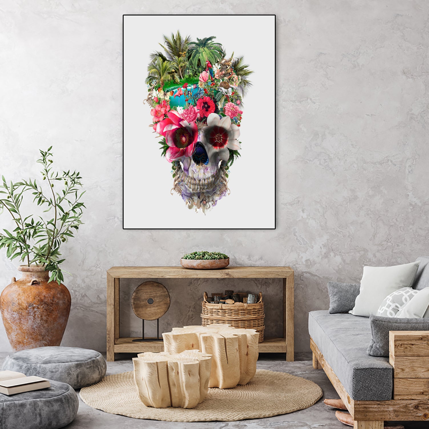 Summer Skull IV by RIZA PEKER on GIANT ART - orange digital painting