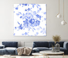 Blue Flowers - Floral Pattern Art by salome mikaberidze on GIANT ART - blue digital drawing