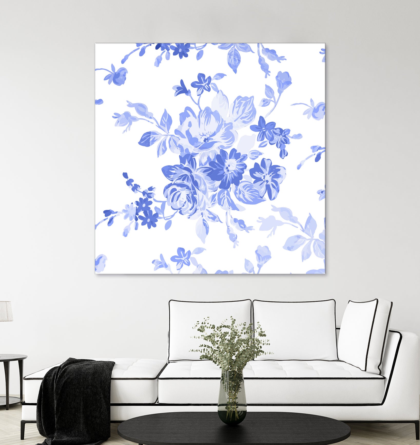 Blue Flowers - Floral Pattern Art by salome mikaberidze on GIANT ART - blue digital drawing