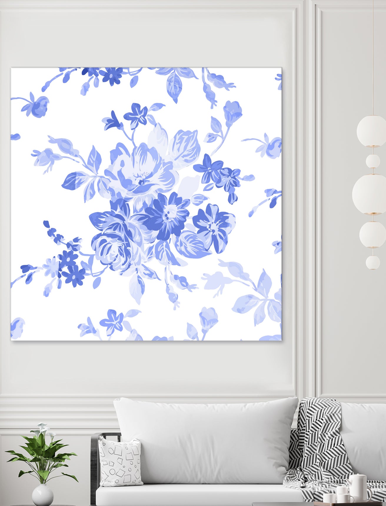 Blue Flowers - Floral Pattern Art by salome mikaberidze on GIANT ART - blue digital drawing