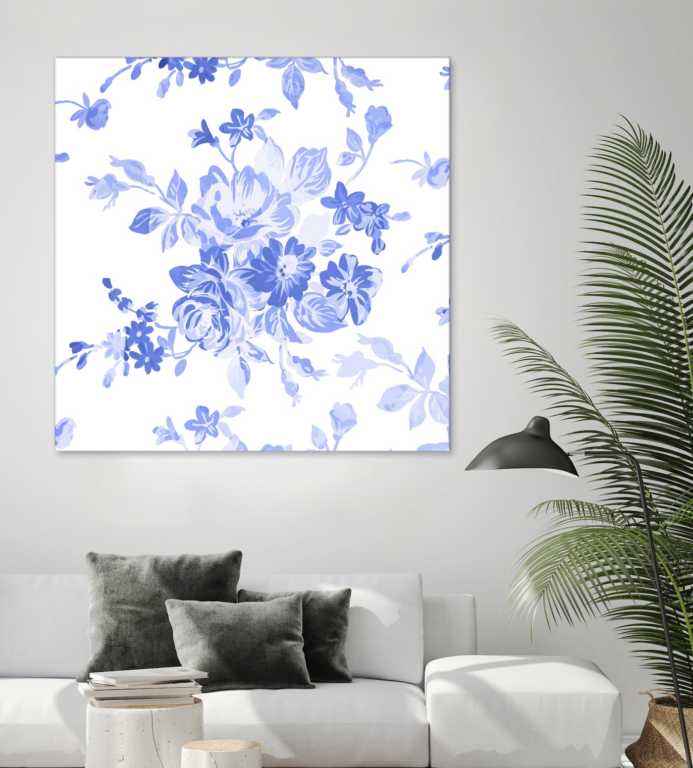 Blue Flowers - Floral Pattern Art by salome mikaberidze on GIANT ART - blue digital drawing