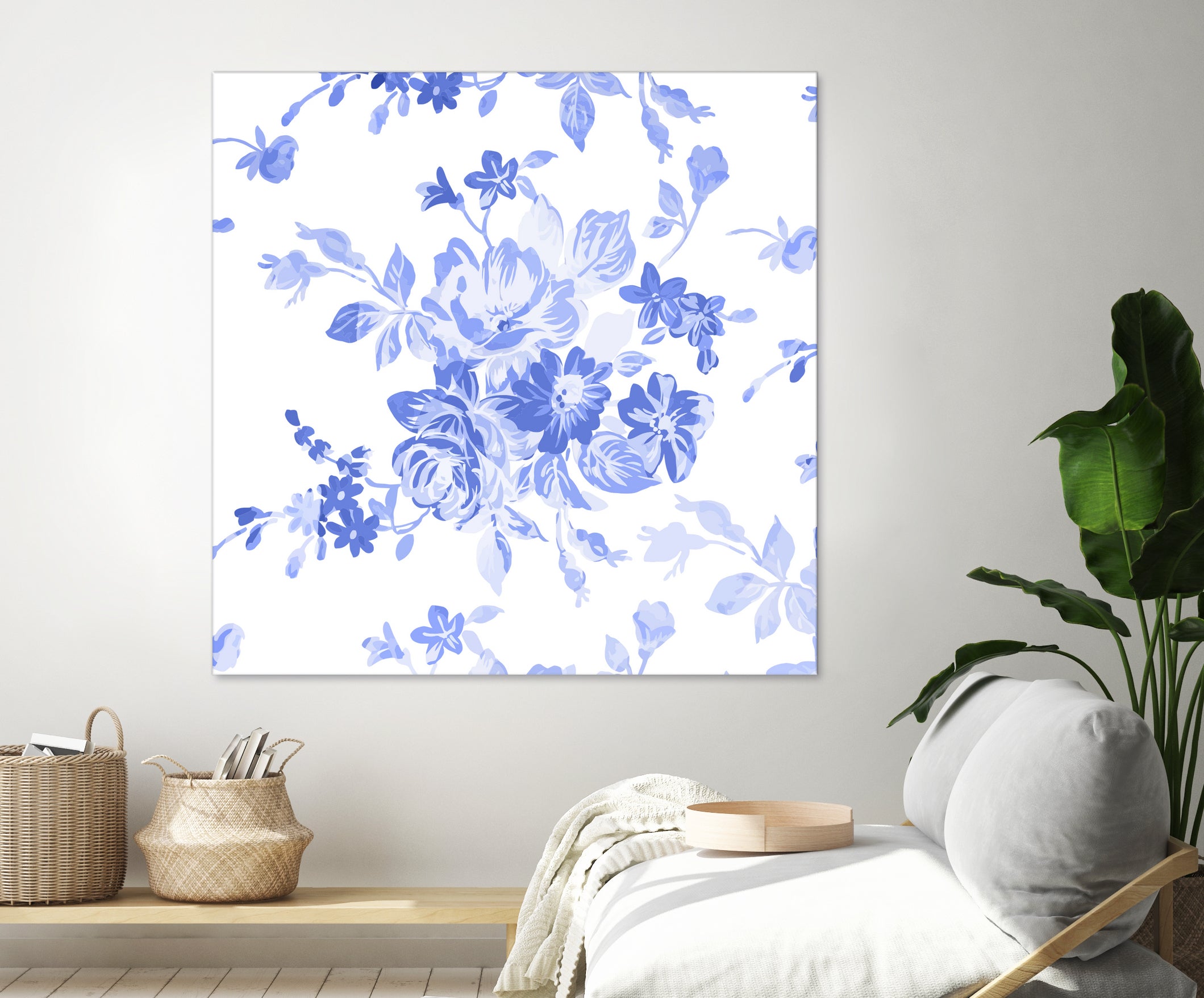 Blue Flowers - Floral Pattern Art by salome mikaberidze on GIANT ART - blue digital drawing