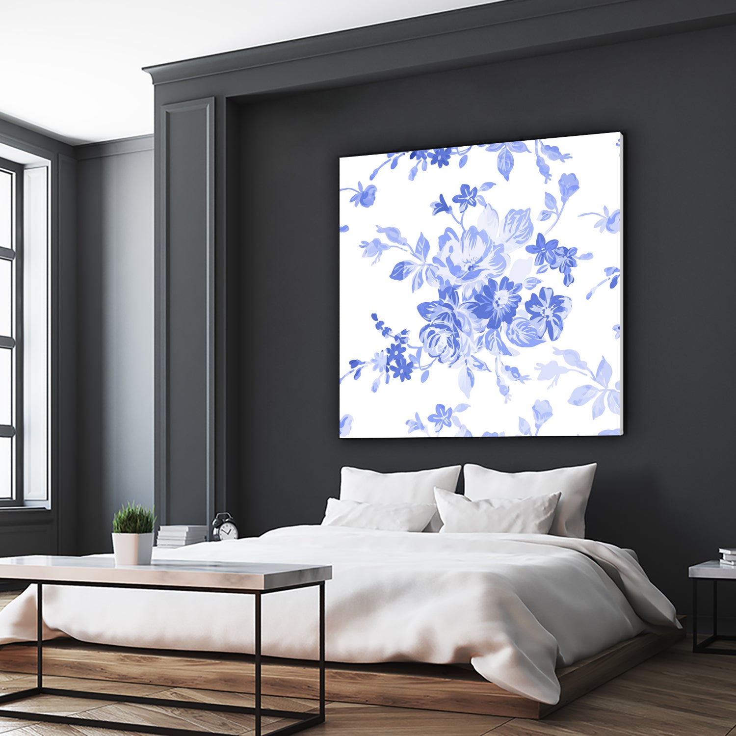 Blue Flowers - Floral Pattern Art by salome mikaberidze on GIANT ART - blue digital drawing