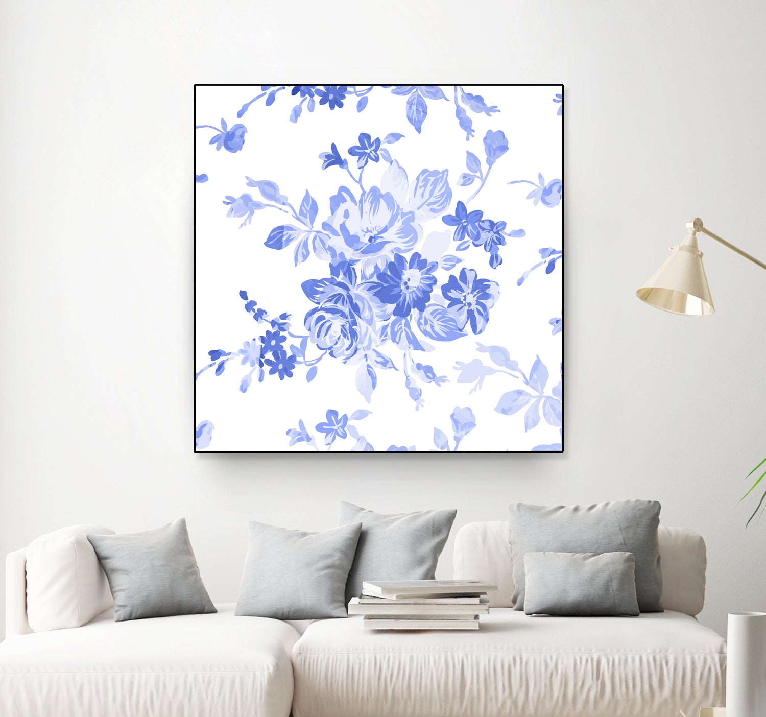 Blue Flowers - Floral Pattern Art by salome mikaberidze on GIANT ART - blue digital drawing