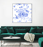 Blue Flowers - Floral Pattern Art by salome mikaberidze on GIANT ART - blue digital drawing